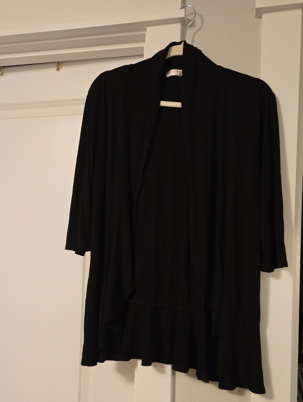 Soft & Stretchy Black Open Front Draped Cardigan
